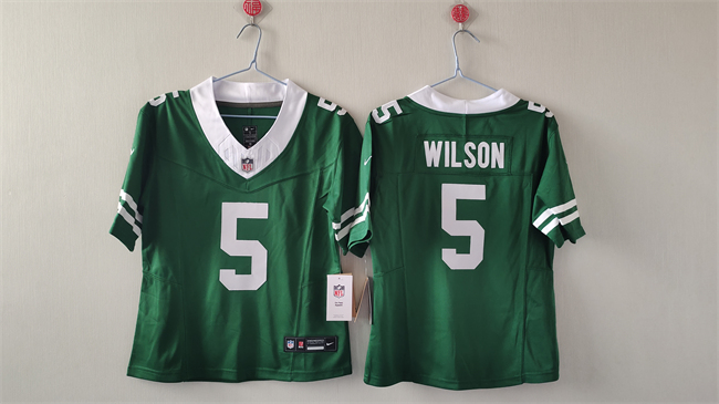 Women's New York Jets #5 Garrett Wilson Green 2024 F.U.S.E Vapor Stitched Football Jersey(Run Small)